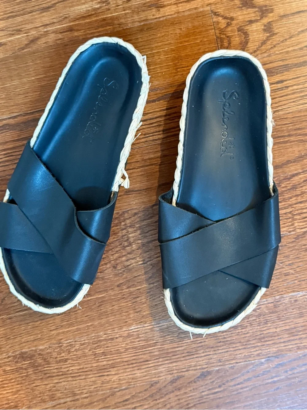 Splendid Black Crossband Espadrille Slide